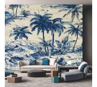 Générique Papier Peint Panoramique Tropical - Papier Peint Feuilles de Palmier Bleu Marine - Deco Chambre Salon - Fresque Murale - Wallpaper - 400x280 cm B-33