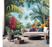 Générique Papier Peint Panoramique Tropical, Papier Peint Jungle Palmier Monstera, Fresque Murale, Decoration Chambre Salon, 366 x 254 cm &WWQ