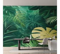 Générique Papier Peint Panoramique Tropical, Papier Peint Plante Jungle Feuille Monstera 416 x 254 cm, Photo Décoration Murale, Papiers Peints Intissé Décoration Murale Salon Chambre EL&D68