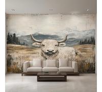 Générique Papier Peint Panoramique Vache des Highlands, Papier Peint Bovins des Highlands Ferme Fond pour Chambre Wallpaper, Fresque Murale pour Salon Salle Deco Murale, 250x175cm D&O74
