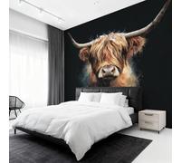 Générique Papier Peint Panoramique Vache des Highlands, Papier Peint Bovins des Highlands Fond pour Chambre Wallpaper, Fresque Murale pour Salon Salle Deco Murale, 500x350cm D&O111