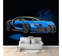 Générique Papier Peint Panoramique Voiture De Sport Bleue 200x140 cm Papier Peint Intissé Mural, Poster Geant Mural Impression 3D, pour Salon Chambre d'enfants restaurant Décoration Murale