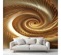 Générique Papier Peint Panoramique Vortex Trippy, Papier Peint Illusion d'optique Doré Métal, Fresque Murale, Decoration Chambre Salon, 310 x 250 cm C&MI111
