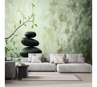Générique Papier Peint Panoramique Zen Pierre Intissé Poster Fresque Murale 3D Paysage De Style Japonais Décoration Murale Art Wallpaper pour Salon Cuisine Bureau Chambre d'enfant 250x175 cm R1354