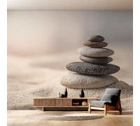 Générique Papier Peint Panoramique Zen Stone, Papier Peint Méditation Fond pour Chambre Wallpaper, Fresque Murale pour Salon Salle Deco Murale, 450x315cm D&O154