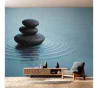 Générique Papier Peint Panoramique Zen Stone, Papier Peint Zen Surface du Lac Fond pour Chambre Wallpaper, Fresque Murale pour Salon Salle Deco Murale, 200x140cm D&O154