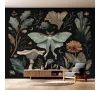 Générique Papier Peint Papillon Lune, Intissé Murale 200x140cm | Papier Peint Panoramique Floral Botanique, Chambre Wallpaper, Fresque, Salon Deco D&O218