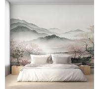 Générique Papier Peint Paysage À L'Encre Chinois Intissé, 300 x 210 (L x H) | Papier Peint Panoramique Fleur de Cerisier, Motif Style Japonais Décoration Murale, Papiers Peints pour Salon Chambre saf-26