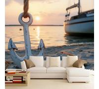 Générique Papier Peint Pelable Et Autocollant Ancre Flottante Fresque Murale 3D Autocollante Mer Mural Pour Adultes Enfants Chambre Photo Art Décor Peintures 365 x 254 cm