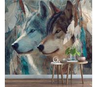 Générique Papier Peint Pelable Et Autocollant Loup Gris Fresque Murale 3D Autocollante Animal Mural Pour Adultes Enfants Chambre Photo Art Décor Peintures 300 x 210 cm