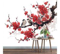 Générique Papier Peint Pelable Et Autocollant Petit Oiseau Fresque Murale 3D Autocollante Fleurs De Pêcher Mural Pour Adultes Enfants Chambre Photo Art Décor Peintures 140 x 100 cm