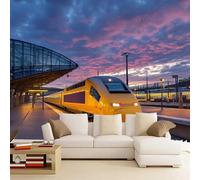 Générique Papier Peint Pelable Et Autocollant Train à Grande Vitesse Fresque Murale 3D Autocollante Former Mural Pour Adultes Enfants Chambre Photo Art Décor Peintures 200 x 140 cm