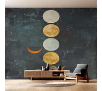 Générique Papier Peint Phase Lunaire, Motif Papier Peint Intissé Panoramique Corps Célestes Abstrait 200x140 Wallpaper Pour Salon Chambre Deco Murale W&96