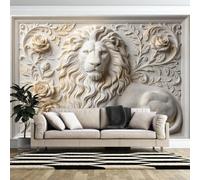 Générique Papier Peint Photo 3D Sculpté En Relief Représentant Un Lion. Grande Fresque Murale De Style Baroque pour Chambre À Coucher, 500 × 350 Cm (Non Autocollante). Décoration D'Été À Faire Soi-Mê