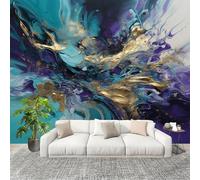 Générique Papier Peint Photo Auto-Adhésif 200x140 cm 3d Abstrait Art Fluide Peler Et Coller 3D Panoramique Papier Peint Bleu Fresque Murale HD Intissé Poster Geant Stickers muraux