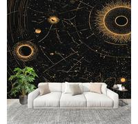 Générique Papier Peint Photo Auto-Adhésif 200x140 cm Abstraction Art Univers Astrologie Peler Et Coller 3D Panoramique Papier Peint noir Fresque Murale HD Intissé Poster Geant Stickers muraux