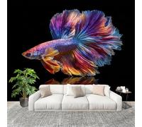 Générique Papier Peint Photo Auto-Adhésif 200x140 cm Poisson Rouge Dynamique 3d Peler Et Coller 3D Panoramique Papier Peint Coloré Fresque Murale HD Intissé Poster Geant Stickers muraux