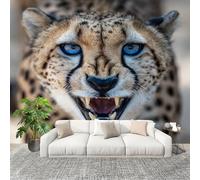 Générique Papier Peint Photo Auto-Adhésif 250x175 cm Gros Plan D'Un GuéPard Peler Et Coller 3D Panoramique Papier Peint Brun Clair Fresque Murale HD Intissé Poster Geant Stickers muraux