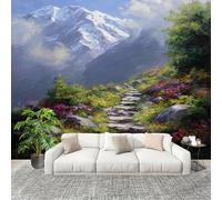 Générique Papier Peint Photo Auto-Adhésif 250x175 cm Peinture à L'Huile D'Un Paysage Naturel Peler Et Coller 3D Panoramique Papier Peint Vert Fresque Murale HD Intissé Poster Geant Stickers muraux