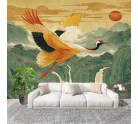 Générique Papier Peint Photo Auto-Adhésif 250x175 cm Peinture De Paysage De Style Chinois Peler Et Coller 3D Panoramique Papier Peint Vert Fresque Murale HD Intissé Poster Geant Stickers muraux