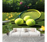 Générique Papier Peint Photo Auto-Adhésif 250x175 cm Tennis Sports ThèMe Peler Et Coller 3D Panoramique Papier Peint Vert Fresque Murale HD Intissé Poster Geant Stickers muraux