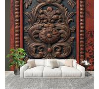 Générique Papier Peint Photo Auto-Adhésif 300x210 cm Fleurs En Relief RéTro Peler Et Coller 3D Panoramique Papier Peint Rouge Foncé Fresque Murale HD Intissé Poster Geant Stickers muraux