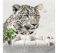 Générique Papier Peint Photo Auto-Adhésif 300x210 cm Mode Animaux LéOpard Peler Et Coller 3D Panoramique Papier Peint Beige Fresque Murale HD Intissé Poster Geant Stickers muraux