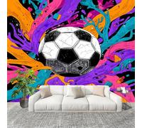 Générique Papier Peint Photo Auto-Adhésif 300x210 cm Mode Graffiti Art Football Peler Et Coller 3D Panoramique Papier Peint Coloré Fresque Murale HD Intissé Poster Geant Stickers muraux