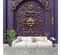 Générique Papier Peint Photo Auto-Adhésif 350x256 cm Cadre De Porte Sculpté Artistiquement Peler Et Coller 3D Panoramique Papier Peint Violet Fresque Murale HD Intissé Poster Geant Stickers muraux