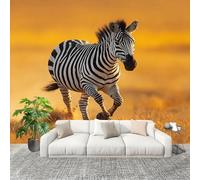 Générique Papier Peint Photo Auto-Adhésif 350x256 cm ZèBre Dynamique Peler Et Coller 3D Panoramique Papier Peint Jaune Fresque Murale HD Intissé Poster Geant Stickers muraux