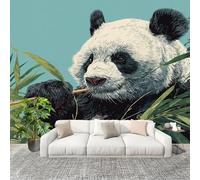 Générique Papier Peint Photo Auto-Adhésif 400x280 cm Animal Panda gros plan Peler Et Coller 3D Panoramique Papier Peint Bleu Fresque Murale HD Intissé Poster Geant Stickers muraux