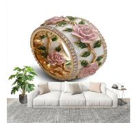Générique Papier Peint Photo Auto-Adhésif 400x280 cm Bague Rose De Luxe Peler Et Coller 3D Panoramique Papier Peint Rose Fresque Murale HD Intissé Poster Geant Stickers muraux