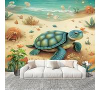 Générique Papier Peint Photo Auto-Adhésif 400x280 cm Dessins AniméS Plages Animaux Peler Et Coller 3D Panoramique Papier Peint Jaune Fresque Murale HD Intissé Poster Geant Stickers muraux