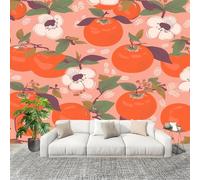 Générique Papier Peint Photo Auto-Adhésif 400x280 cm Fruit Kaki ThèMe Peler Et Coller 3D Panoramique Papier Peint Rose Fresque Murale HD Intissé Poster Geant Stickers muraux
