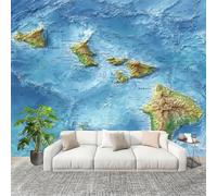 Générique Papier Peint Photo Auto-Adhésif 400x280 cm GéOgraphie Navigation Cartes Peler Et Coller 3D Panoramique Papier Peint Bleu Fresque Murale HD Intissé Poster Geant Stickers muraux