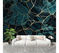 Générique Papier Peint Photo Auto-Adhésif 400x280 cm Luxe Moderne Et Discret Motif En Marbre Peler Et Coller 3D Panoramique Papier Peint Vert Fresque Murale HD Intissé Poster Geant Stickers muraux