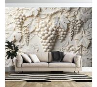 Générique Papier Peint Photo Effet Relief 3D Raisin 600×420Cm, Fresque Murale Intissée, Style Baroque, Décor Mural pour Salon, Canapé, Fond Tv 600×420Cm (L X H) (236×165 Pouces)