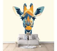 Générique Papier Peint Photo Girafe ColoréE 250x175 cm Papier Peint Girafe Effet 3D Pas de Support Adhésif Tissu Intissé Installation Facile et Durable pour Salon Chambre Bureau Restaurant Poster