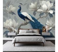 Générique Papier Peint Photo Intissé 250 x 175 cm, Papier Peint Mural Panoramique Géant, Décoration Murale Paon chinois magnolia Imprimée pour Salon Chambre Couloir Hôtel Mur TV