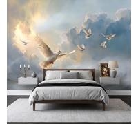 Générique Papier Peint Photo Intissé 300 x 280 cm, Papier Peint Mural Panoramique Géant, Décoration Murale Oiseau rochers mer de nuages Imprimée pour Salon Chambre Couloir Hôtel Mur TV