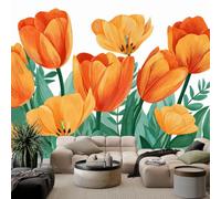 Générique Papier Peint Photo Intissé 300 x 280 cm, Papier Peint Mural Panoramique Géant, Décoration Murale Floral Tulipe Aquarelle Imprimée pour Salon Chambre Couloir Hôtel Mur TV
