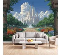 Générique Papier Peint Photo Intissé Anime Architecture 350x256 cm Mural | Papier Peint Panoramique Château Nuage pour Salon et Chambre, Revêtement Mural Poster , Papier Peint effet 3D