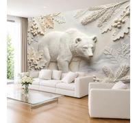Générique Papier Peint Photo Intissé Effet 3D Motif Forêt De Chênes et De Pins Faune et Flore 210 × 150 cm (L × H) Ours Blanc pour Salon Chambre Ou Cuisine. Décoration Murale 210 × 150 cm (L × H) (83
