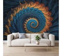 Générique Papier Peint Photo Intissé Mural Tourbillon Bleu, 150x105 cm | Papier Peint Panoramique pour Chambre Salon, Géométrique Moderne Abstrait
