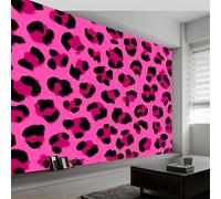 Générique Papier Peint Photo Mural Style Artistique 200L x 140H cm, Papier Peint Non Tissé Animal Rose Motif Léopard Décoratif - Poster Design Moderne pour Chambre d'Enfant Salon Chambre à Coucher