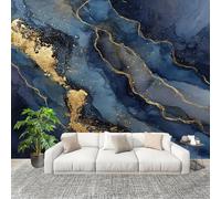 Générique Papier Peint Photo Murale 200x140cm Abstrait Marbre Fluide 3D Effets Muraux Tissus Non Tissés Bleu Foncé Décor Murale pour Couloir Bureau Rénovation de Maison