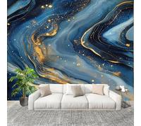 Générique Papier Peint Photo Murale 200x140cm Art Fluide Abstrait 3D Effets Muraux Tissus Non Tissés Bleu Décor Murale pour Couloir Bureau Rénovation de Maison