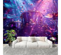 Générique Papier Peint Photo Murale 200x140cm Kit De Batterie Dream Stage 3D Effets Muraux Tissus Non Tissés Violet Décor Murale pour Couloir Bureau Rénovation de Maison