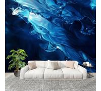 Générique Papier Peint Photo Murale 200x140cm Texture Abstraite De La Surface De L'Eau 3D Effets Muraux Tissus Non Tissés Bleu Décor Murale pour Couloir Bureau Rénovation de Maison