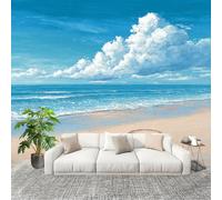 Générique Papier Peint Photo Murale 250x175cm OcéAn Plage Forme De CœUr 3D Effets Muraux Tissus Non Tissés Bleu Décor Murale pour Couloir Bureau Rénovation de Maison